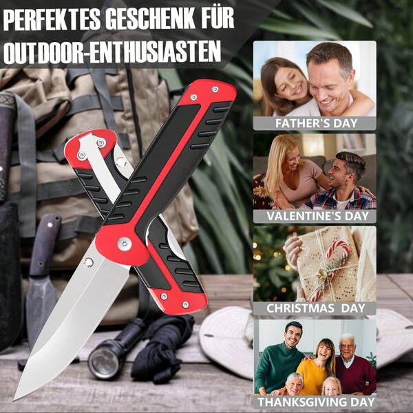 Aolegoo Coltello pieghevole multifunzionale, coltellino tascabile, strumento di sopravvivenza, coltello da sopravvivenza, coltello da esterno in acciaio inossidabile, coltello da sopravvivenza per lavoro, escursionismo, campeggio, regalo creativo