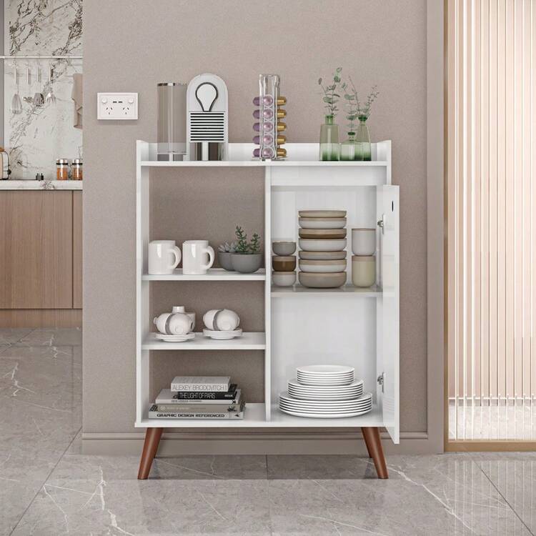 Miguel Compact Sideboard With 1 Door And 3 Shelves – Multipurpose Sideboard For Living Room, Kitchen Or Coffee Corner – Various Colors - White - View 3