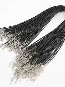 50 件随机混色皮绳项链蜡绳带扣可调节编织绳适用于 DIY 项链手链首饰制作