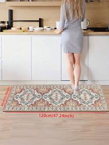 1件浅红色波西米亚风厨房地毯，现代速干厨房小地毯，门垫，舒适床边地毯，走廊地毯，防滑吸水厨房垫，适用于各种地板，舒适站立垫，跑步垫，派对聚会家居装饰地毯，室内入口地毯，加厚柔软厨房地垫，防滑厨房装饰地毯 - 彩色 - 查看 6