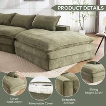 Modern Minimalist Modular Sectional Sofa, Upholstered Cloud Couch With Deep Seats, Right Facing Chaise For Living Room-Green - Green - View 5