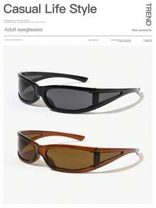 2 Cặp Kính Thời Trang Nam Bằng Acrylic, Phong Cách Đường Phố Hip-Hop, Gọng Hình Chữ Nhật Màu Nâu, Thích Hợp Cho Kỳ Nghỉ, Hoạt Động Ngoài Trời và Phong Cách Đường Phố. - Nhiều màu - Xem 16