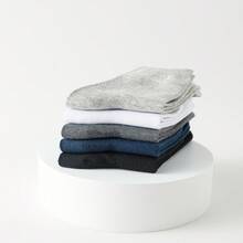 10 Pairs Men Socks Cotton Black White Business Socks For Male Free Size 6-9.5 - 黑色 - 查看 9