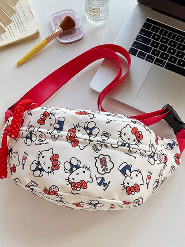Sanrio 1 PC Sanrio Hello Kitty Simple Cute Casual Waist Bag Cartoon Versatile Messenger Bag Outdoor Sports Chest Bag