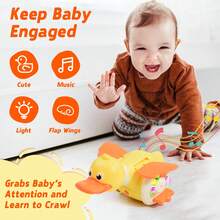 ODAPTO Cute Running Duck Crawling Toy With Light & Music, Baby Toys 18 Months, Increase Baby Tummy Time, Great Musical Crawl Toys For Infant 18 Months - Multicolor - View 4