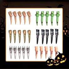 Set di 5 accessori per costumi horror di Ognissanti - Inclusi unghie finte da strega e zombie, copri-dita color carne, per provare il brivido del realismo durante il travestimento da festa