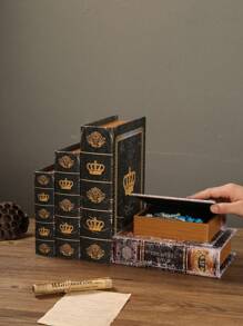 1/3pcs Vintage Faux Books, Decorative Tabletop Accents For Study, Living Room, Bedroom, Multifunctional With Storage, Stationery & Jewelry Box