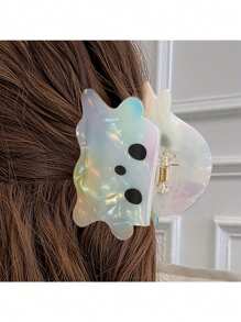 1 件万圣节鬼魂发夹怪异 Y2K 醋酸纤维爪夹：耀眼鬼魂形马尾发饰 - 非常适合万圣节派对和服装