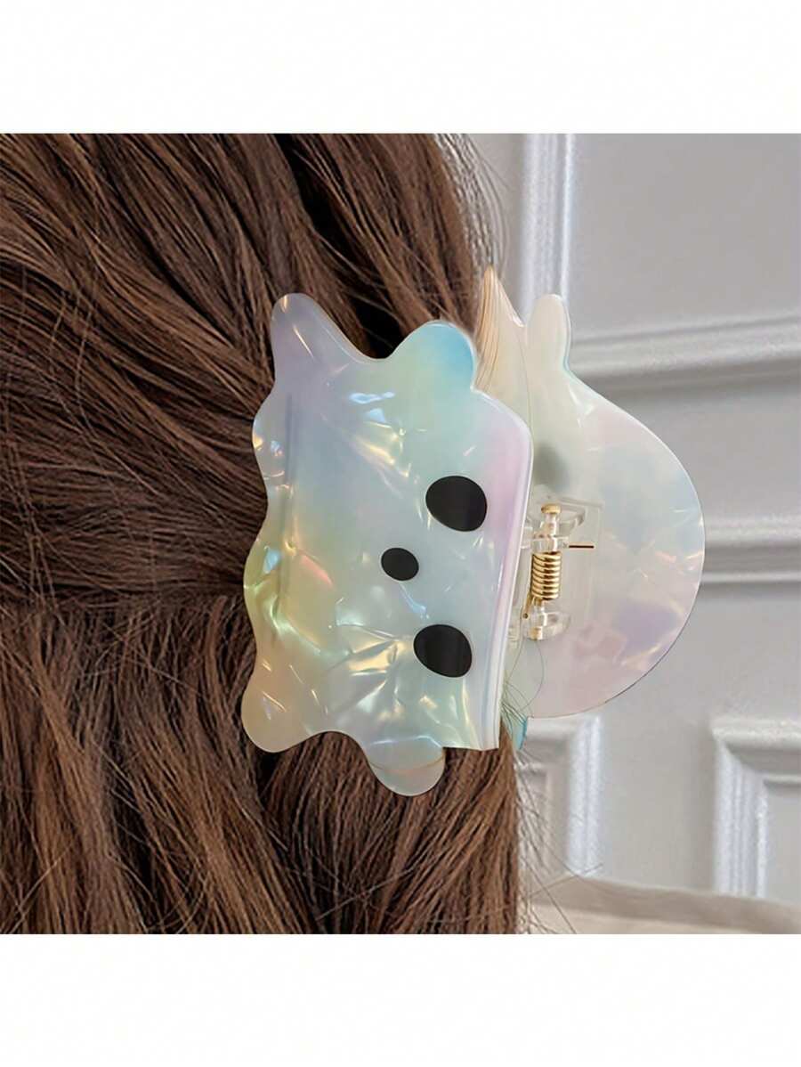 1 件万圣节鬼魂发夹怪异 Y2K 醋酸纤维爪夹：耀眼鬼魂形马尾发饰 - 非常适合万圣节派对和服装