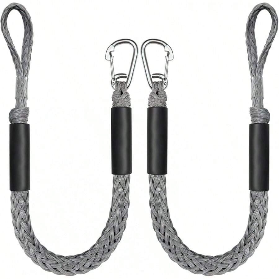 Cuerda de amarre elástica para acoplamiento con clip de acero inoxidable, accesorios para barcos kayak, embarcaciones acuáticas,motos acuáticas, pontón, canoa, barco motorizado, paquete - gris - Ver 1