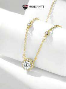LOVESSOM 1pc 925 Sterling Silver 1carat Moissanite Women's Necklace, Dotted Constellation Clavicle Chain, Valentine's Day Gift