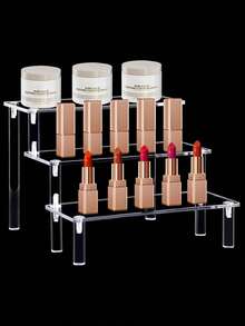 1 pièce Organisateur de maquillage en acrylique, étagère de rangement cosmétique à plusieurs niveaux pour parfum, soins de la peau, présentation de maquillage, étagère renforcée et solide pour le salon, la salle de bain, la chambre à coucher, la décoration de la maison, la décoration de la pièce - Multicolore - Voir 6