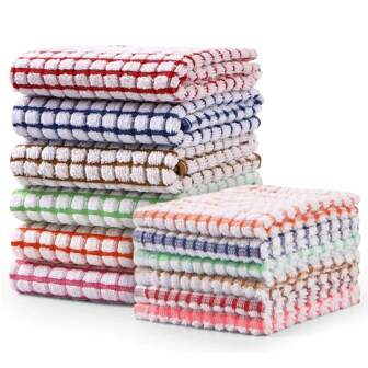 5pcs/Set Large Fabric Cloths, Dish Towels, Table Cloths, Colorful Plaid Fabrics, Absorbent Wet Wipes, Kitchen Cleaning Cloths, Reusable Napkins (Random Colors)