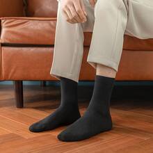 10 Pairs Men Socks Cotton Black White Business Socks For Male Free Size 6-9.5 - 黑色 - 查看 3