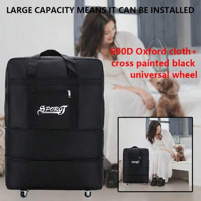 NetHong Men's Large Expandable Foldable Suitcase Collapsible Rolling Travel Luggage Bag,60*40*20cm