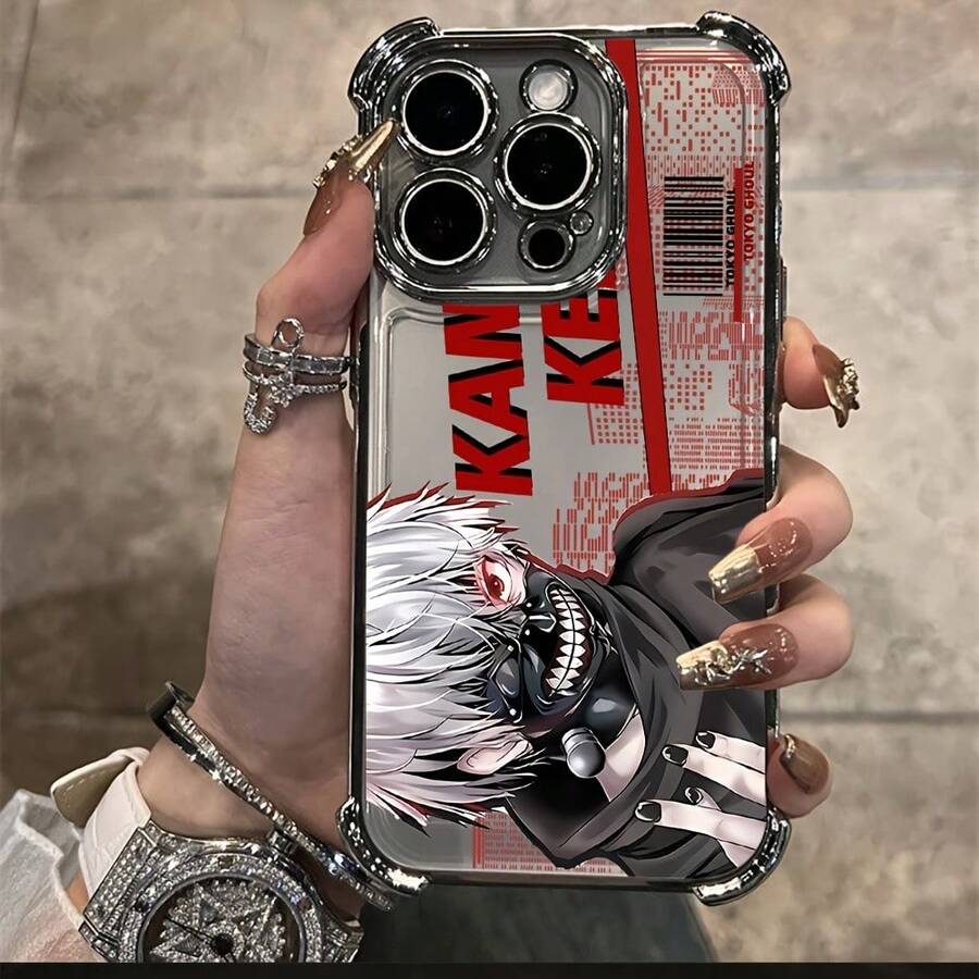 Funda de teléfono Ghoul Kaneki Ken compatible con 16, 15, 14, 13, 12, 11 Pro, X, XR, XS, 8 y 40 Plus, con una parte trasera suave y transparente para Drop17 17promax - Plateado - Ver 1