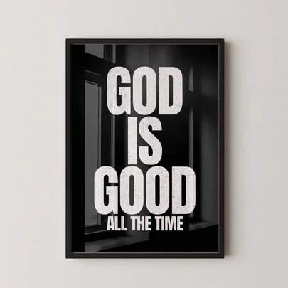 1개 "God Is Always Good" 테마 벽 예술, 성경 구절 인쇄 캔버스 그림, 영감을 주는 포스터, 미니멀리스트 종교 장식, 침실, 거실 또는 기독교 공간에 적합, 그녀를 위한 선물, 프레임 없음 또는 프레임 옵션