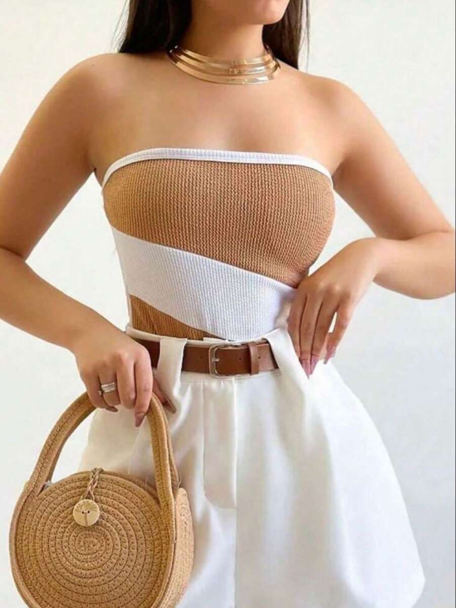 STRAP-UP BODYSUIT WITH SEXY CUSHIONING - Khaki - View 1