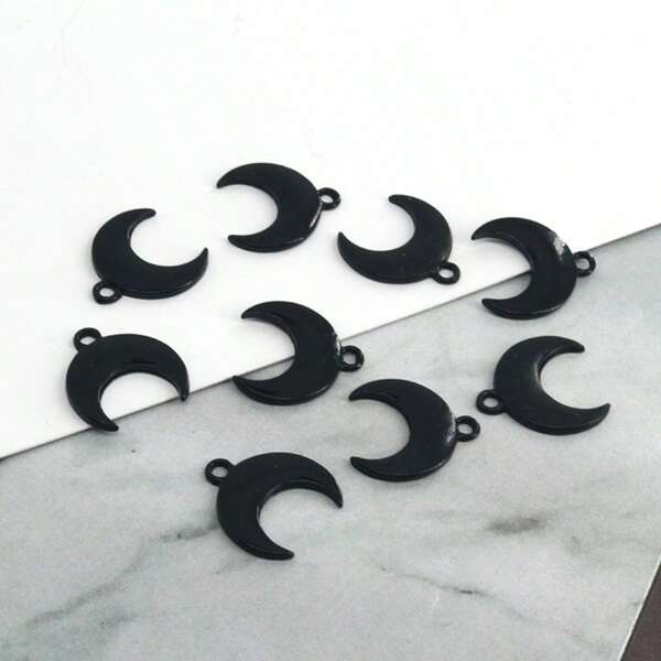 6/12pcs Vintage Punk Crescent Moon Horns Alloy Pendant, DIY Earrings Necklace Clothing Decor