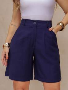 YING ZI Women's Tailored Bermuda Shorts Rose Anne Mode II - 藏蓝色 - 查看 5