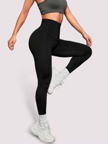 2 peças de calças de ioga de cintura alta para mulheres, leggings justas com detalhes de botão para esportes ao ar livre, ciclismo, academia