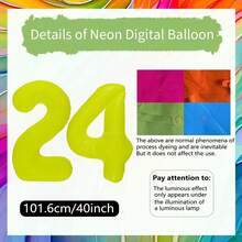 1 quả bóng bay số 0-9 huỳnh quang, kích thước 40 inch (khoảng 101,6 cm), màu vàng neon, thích hợp cho tiệc sinh nhật, lễ tốt nghiệp, đám cưới, kỷ niệm, Giáng sinh, trang trí năm mới, trang trí tiệc phát sáng, phụ kiện chụp ảnh. - Màu vàng - Xem 30