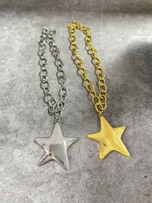 1pc Minimalism Simple Chunky Heart Decor Hammering Pattern Creative Chunky Charm Necklace Golden Chain Handmade Twisted Pattern Chain Fashionable Women Choker Pendant Necklace Classic Jewelry Luxury Girl Accessories Party Gift For Friend Free To Match Silver Women Necklaces