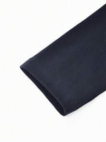 美式修身性感女式T恤，独特设计，秋季 - 藏蓝色 - 查看 5