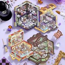 Miniature House Scene Simulation Business Game Stickers 3D Decorative Stickers For DIY Crafts And Diaries Storage Beautification Stickers 3.0, 4.0, 5.0 Three-Dimensional House Miniature Scene Cute Stacking Manual DIY Stickers No Need To Cut Christmas Party Gifts Funny And Cute Cartoon Scene Stickers, Suitable For Adults And Teenagers To Relieve Stress And Kill Time,School Supplies,Back To School