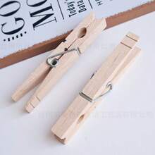 Multi-Functional Wooden Clips, Pine Wood Clothespins, Wooden Laundry Pegs, Wooden Windproof Drying Clips With Round PP Head, For Hanging Clothes, Socks, Pants, Photo DIY - Wood Color - View 2