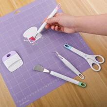 5/6pcs Vinyl Craft Precision Weeding Tool Set, Vinyl Matching Waste Collection Tray DIY Silicone Desktop Trash Collector, Craft Tweezers, Trimming Tools Suitable For Silhouette/Siser/Oracal 631 651 751 Cutting And Engraving Machines