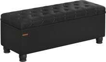 Storage Ottoman, Storage Bench, Tufted Entryway Bedroom Bench, 17.7 X 46.5 X 17.7 Inches, Hinges Easy Lid Operation, Wooden Legs, Synthetic Leather, Loads 330 Lb, Classic Black ULOM071B01,8059554 - 淺藍色 - 查看 1