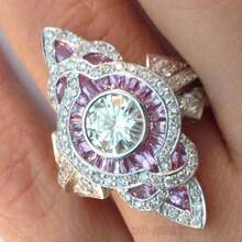 Sparkling Luxury . Creative Pink  Channel Set Rings - Couple Promise Rings For Wedding, Engagement & Eternity - Anniversary, Birthstone Gifts For Men & Women On Romantic Holidays - Hồng - Xem 2