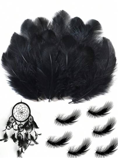 300pcs 3-5 Inch Natural Black Feathers, Ideal For Holiday Parties, Weddings, Home Decor, Dream Catchers, DIY Crafts And Themed Events