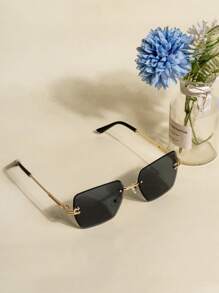 1pc/3pcs Square Frameless Photoshoot Beveled Edged Fashion Glasses