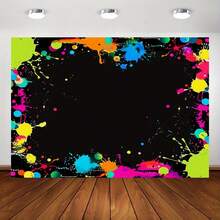 Fundal Banner Neon Splash - Fundal din Poliester pentru Petrecere - Design Vibrant cu Stropi de Vopsea, Potrivit pentru Ocazii Generale, Nu Necesită Electricitate - Disponibile în Mai multe Dimensiuni