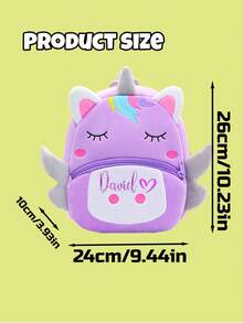 1pc Customized Embroidered Name Backpack, Personalized Embroidered Name School Bag, Birthday Gift, Dinosaur, Tiger, Koala, Cat, Giraffe, Unicorn, Elephant - Embroidered Name + Icon - View 4