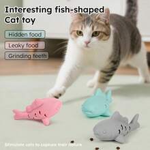 Pet Silicone Fish-Shaped Food Leak Educational Toy Pet Bite Resistance Training Fun Cat And Dog Toy