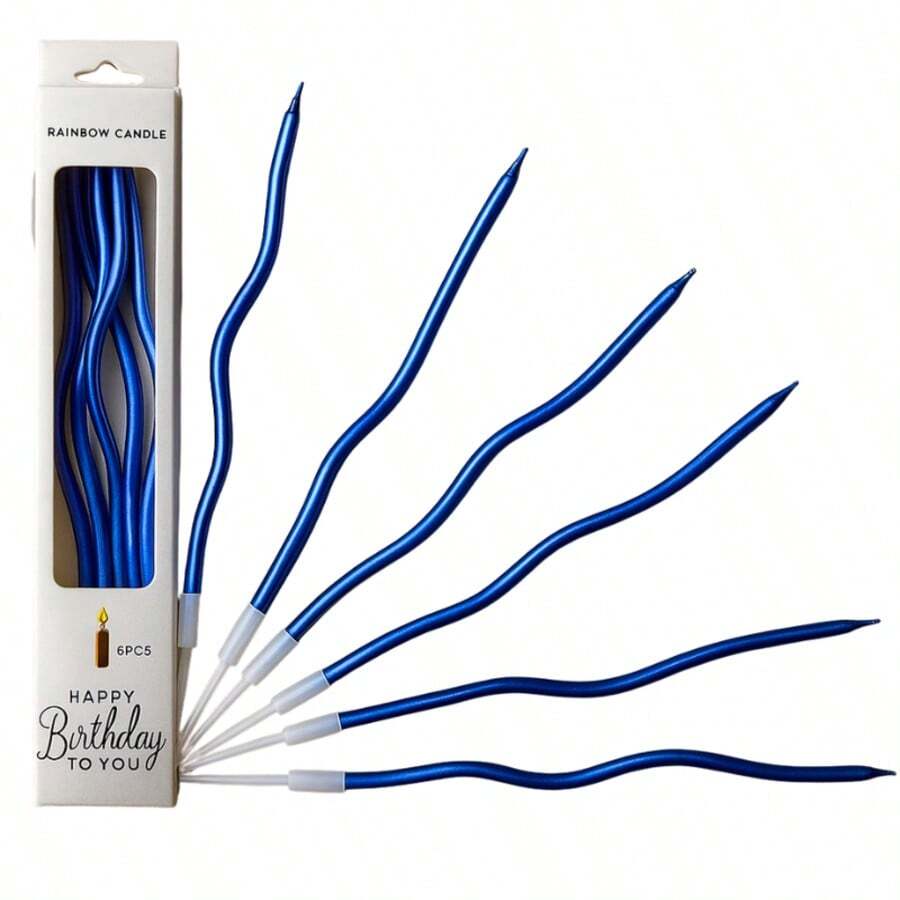 6-Piece Paraffin Birthday Candle For Party Decoration - Màu xanh lam - Xem 1