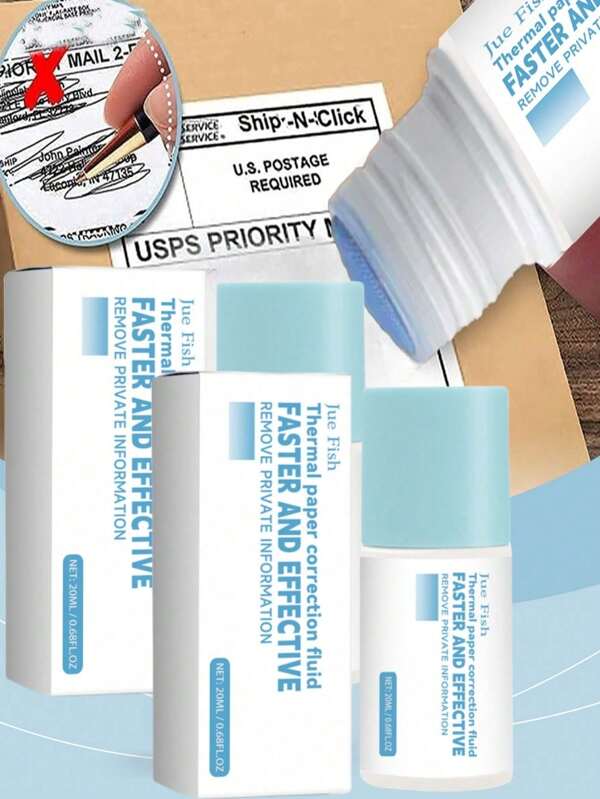 Privacy Protection Of Thermal Paper Correction Fluid Anti-Identity Theft Information Receipt Information Correction FluidHeat-Sensitive Paper Correction Fluid Quick-Drying Express Painting Artifact Unpacking Device Information Alteration Elimination Cover Pen Secret Seal
