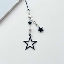 Y2K Style Beaded Five-Pointed Star Black Star Sweet & Cool Millennium Pop Girl's Lanyard, Phone Strap, Bag Charm, Versatile Accessory - Black - View 7