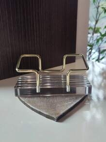 1pc Metal & Acrylic Transparent Business Card Holder Stand, Suitable For Party Invitations, Wedding, Gathering, Party Card Holder, Luxury Party Card Holder, Halloween, Christmas Party Card Holder