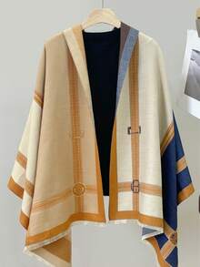 1 件女士超大仿羊绒加厚保暖围巾，适合外出、约会、休闲用餐，秋冬高端优质围巾/披肩二合一产品