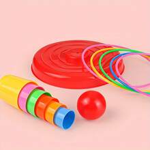 1 套彩色多场景套圈游戏套装，风格活泼有趣，采用耐用的塑料材质，多种规格的套圈+各种目标塔组合形状，细节包括互动式套圈塔组件（部分组件随机发货）。 - 彩色 - 查看 9
