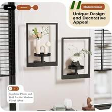 Wall Planters For Indoor Plants Metal WallMounted Plant Hanging Holder Hanger 2Pack 30 * 11 * 40Cm Black - 黑色 - 查看 3