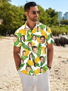 Spersonalizowana koszula hawajska, z portretami męskimi/żeńskimi, dziecięcymi, ze zwierzętami, z kreskówek, z motywem świątecznym