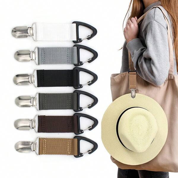 1/2/5pcs Travel Bag Cap Clip Hanging In Handbag, Backpack, Travel Luggage Backpack, Outdoor Travel Beach Cap Matching Accessories, New Fabric Non Elastic Hat Clip, Outdoor Travel Grass Hat Clip, Portable Hat Companion Bag Clip, Travel Essential, Holiday Gift Giving, Gift Must Choose
