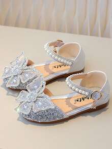 Sandalias de mariposa elegantes y a la moda para niñas, decoradas con flores, perlas y diamantes brillantes, suaves y cómodas, antideslizantes y resistentes al desgaste, adecuadas para fiestas, eventos y para llevar a diario. - Blanco - Ver 4