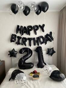 طقم البالونات الشخصية بأرقام سوداء مقاس 32 بوصة، وأرقام عيد الميلاد المخصصة ، بالونات التيل السوداء والبيضاء مع بالون قلب أسود مقاس 18 بوصة، مجموعة بالونات بحرف عيد الميلاد السعيد، مناسبة لحفلات عيد الميلاد والزفاف وحفلة استقبال المولود وعيد الحب وحفلات العروس وحفلة عيد ميلاد بموضوع الفيونكة والخطوبة والزفاف والعيد والعام الجديد وحفلة استقبال المولود والتخرج