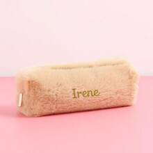 Niestandardowy haftowany jednolity kolor uroczy piórnik, prosty organizer na artykuły piśmiennicze o dużej pojemności, przenośny woreczek do przechowywania z zamkiem błyskawicznym, minimalistyczna torba na przybory szkolne i biurowe, na powrót do szkoły, prezent, do codziennego użytku